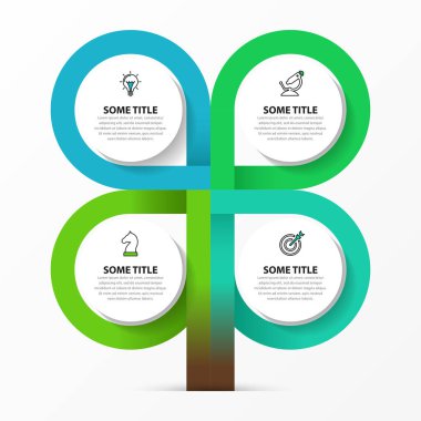 Infographic tasarım şablonu. Dört adımlı yaratıcı bir kavram. İş akışı düzeni, diyagram, pankart, web tasarımı için kullanılabilir. Vektör illüstrasyonu