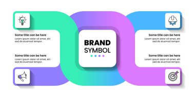 Simgeli bilgi şablonu ve 4 seçenek veya adım. İş akışı düzeni, diyagram, pankart, web tasarımı için kullanılabilir. Vektör illüstrasyonu