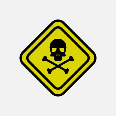 Zehirli Zehirli Atık Kimyasal Tehlike Uyarı Sembol Çizimi için Çapraz Kemikli Kurukafa