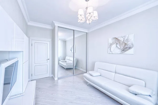 Schlafzimmer Interieur Weißer Farbe Modernes Haus — Stockfoto