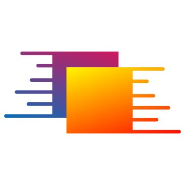Hareket etkisi ile iki kare ile logo. Vektör