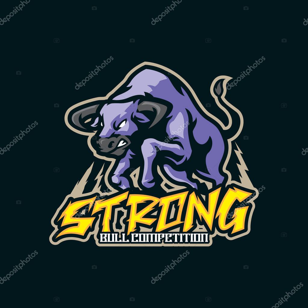Bull mascot logo design vector. Strong bull illustration.