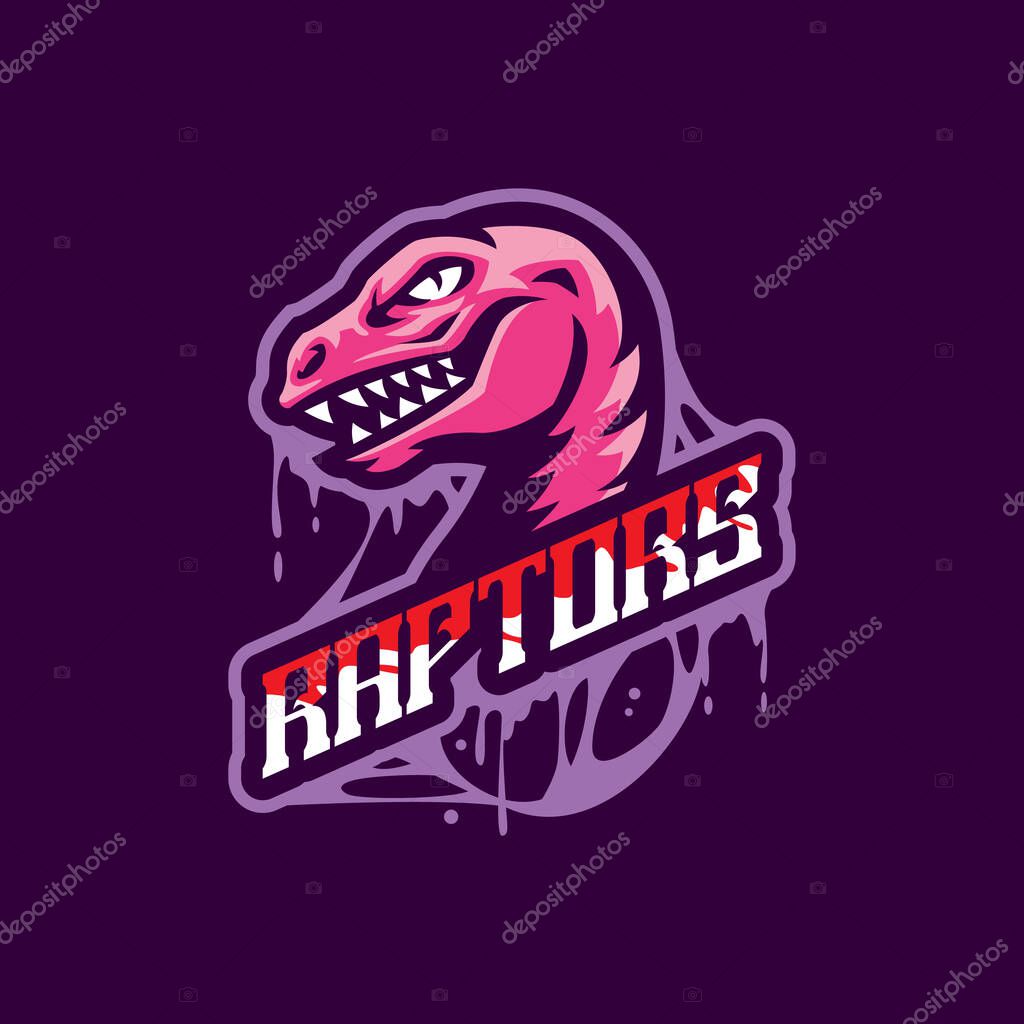 Raptor mascot logo design vector. Head raptor illustration.