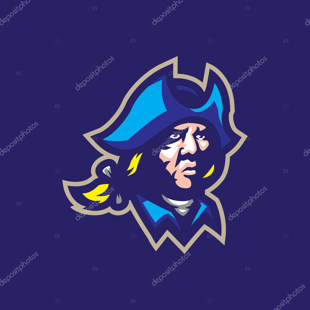 Patriot mascot logo design vector. Patriot head illustration.
