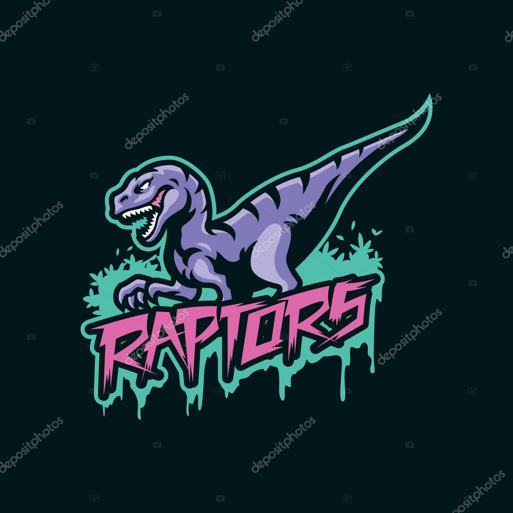 Raptor mascot logo design vector. Angry raptor illustration.
