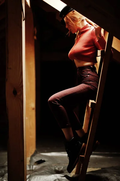 Divat Portré Redhaired Szexi Lány Tető Modell Vonzó Csábítás — Stock Fotó