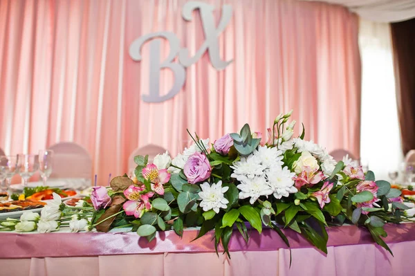 Decorações Flores Restaurante Para Celebração Casamento — Fotografia de Stock