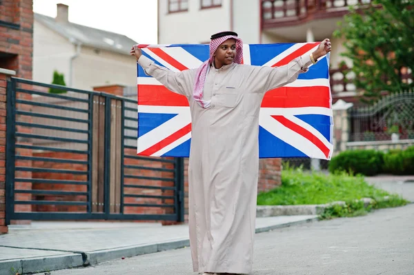 Μεσο Ανατολική Αραβική Άνθρωπος Που Τίθενται Στον Δρόμο Μεγάλη Βρετανία — Φωτογραφία Αρχείου