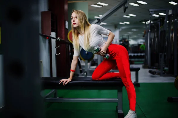 Jonge Sport Meisje Sporten Fitnessruimte Fitness Vrouw Doen Oefeningen Met — Stockfoto