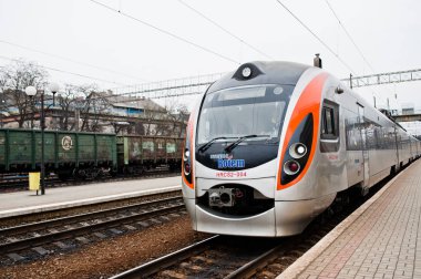 Hai, Ukrayna - 24 Temmuz 2018: Tren Hyundai Rotem demiryolu Ukrayna.
