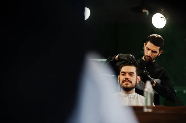 Handsome Bearded Man Barbershop Barber Work — Stock Photo, Image