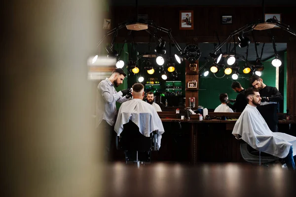 Handsome Bearded Man Barbershop Barber Work — Stock Photo, Image