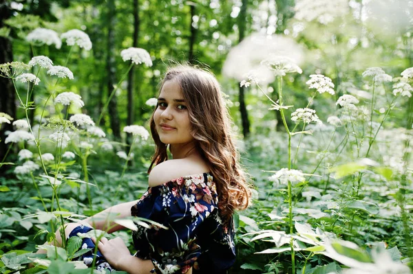 Ritratto Una Favolosa Ragazza Grazioso Vestito Con Elegante Acconciatura Riccia — Foto Stock