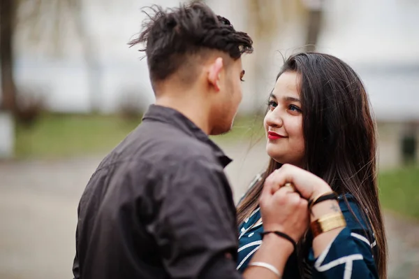 Love Story Indian Couple Posed Outdoor Holding Hands Together — Stock Photo, Image