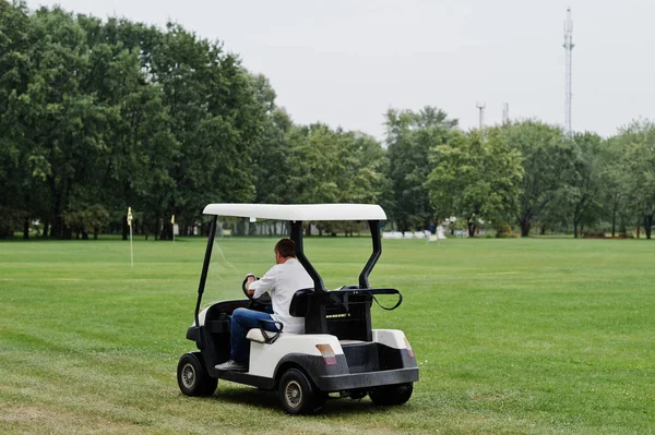 Man Driving Golf Car Golf Course Royalty Free Stock Photos