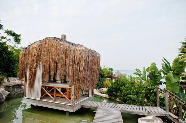 Strefa relaksu słomy Spa Hut w Turcji Resort. — Zdjęcie stockowe