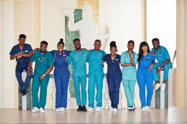Group of african medical students in college.