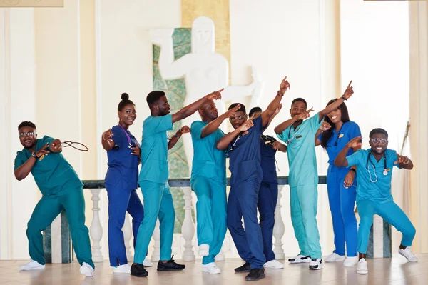 Group of african medical students in college having fun together