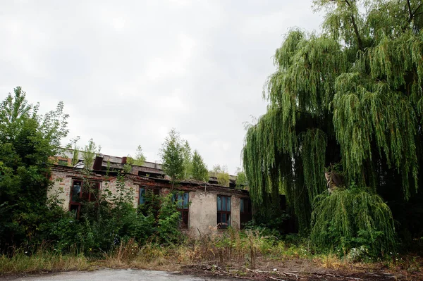 Exterior industrial de una antigua fábrica abandonada . — Foto de Stock