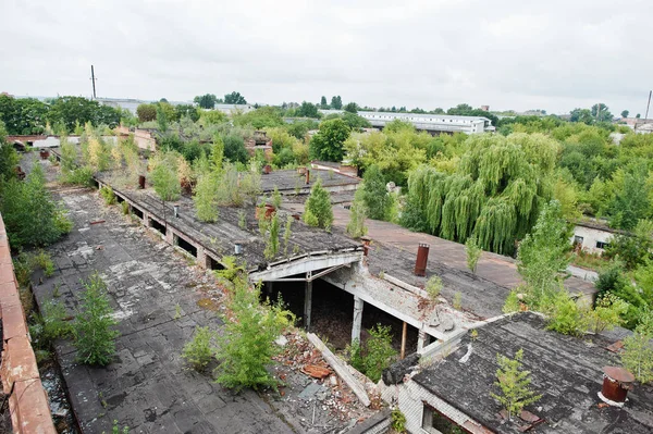 Industria exterior de un tejado viejo fábrica abandonada . — Foto de Stock