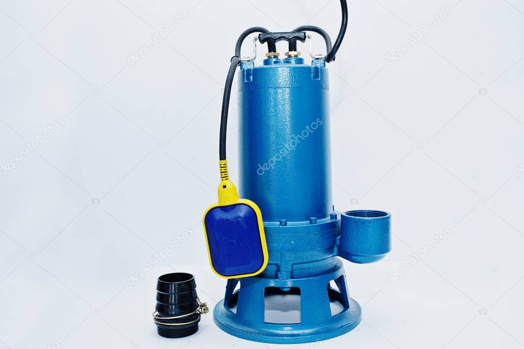 Deep well submersible pump isolated on white.