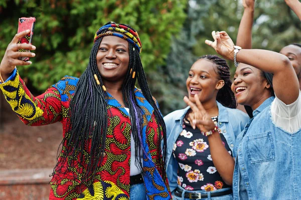 Group of five african college students spending time together on — Stock Photo, Image