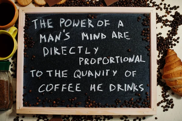 Power Man Mind Directly Proportional Quanity Coffee Drinks Words Blackboard — Stock Photo, Image