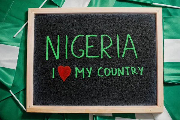 Νιγηρία Αγαπώ Χώρα Μου Κείμενο Επί Του Σκάφους Σημαίες Της — Φωτογραφία Αρχείου