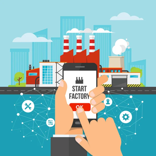 Akıllı fabrika. Mühendis kendi telefonundan iş akışını başlatır.