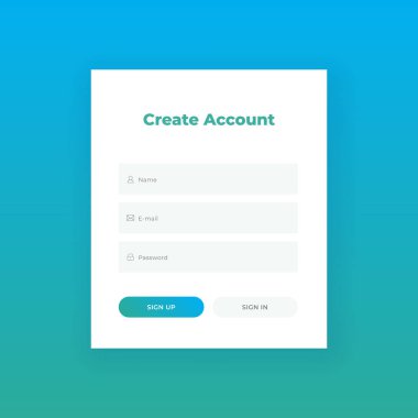 Hesabı oluşturun. Giriş formu web sitesi malzeme tasarımı için. UI Ux 