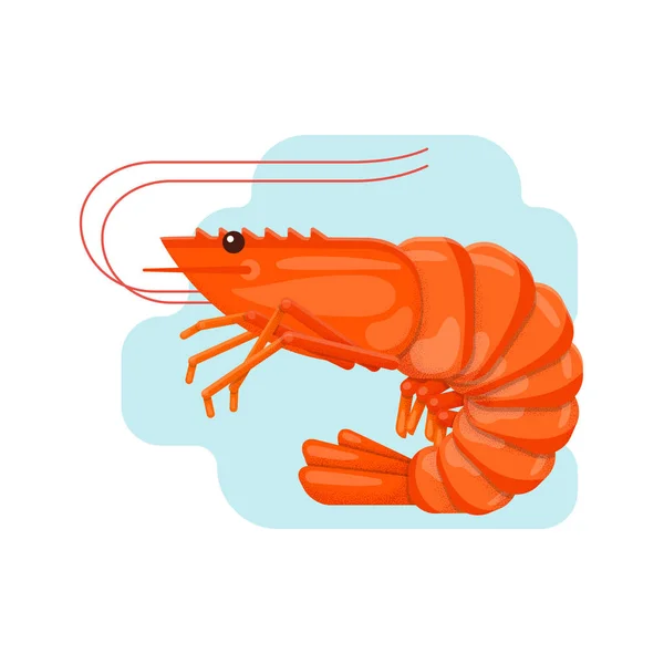 Camarones. Ilustración vectorial en estilo plano con textura de grano . — Vector de stock