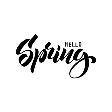 Merhaba bahar. Elle çizilmiş yazı stili. Fırça hat.