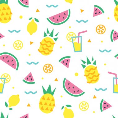 Yaz kalıbı. Ananas, içecekler, karpuz, limon, portakal.