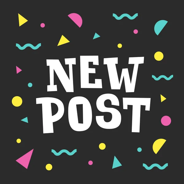 Yeni yazı. Renkli soyut arka plan ile Sosyal medya afiş. Takipçileri nişan kavramı.