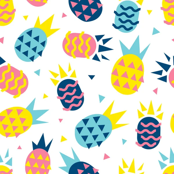 Pineapple seamless pattern. Tropical vector background. — Stock Vector