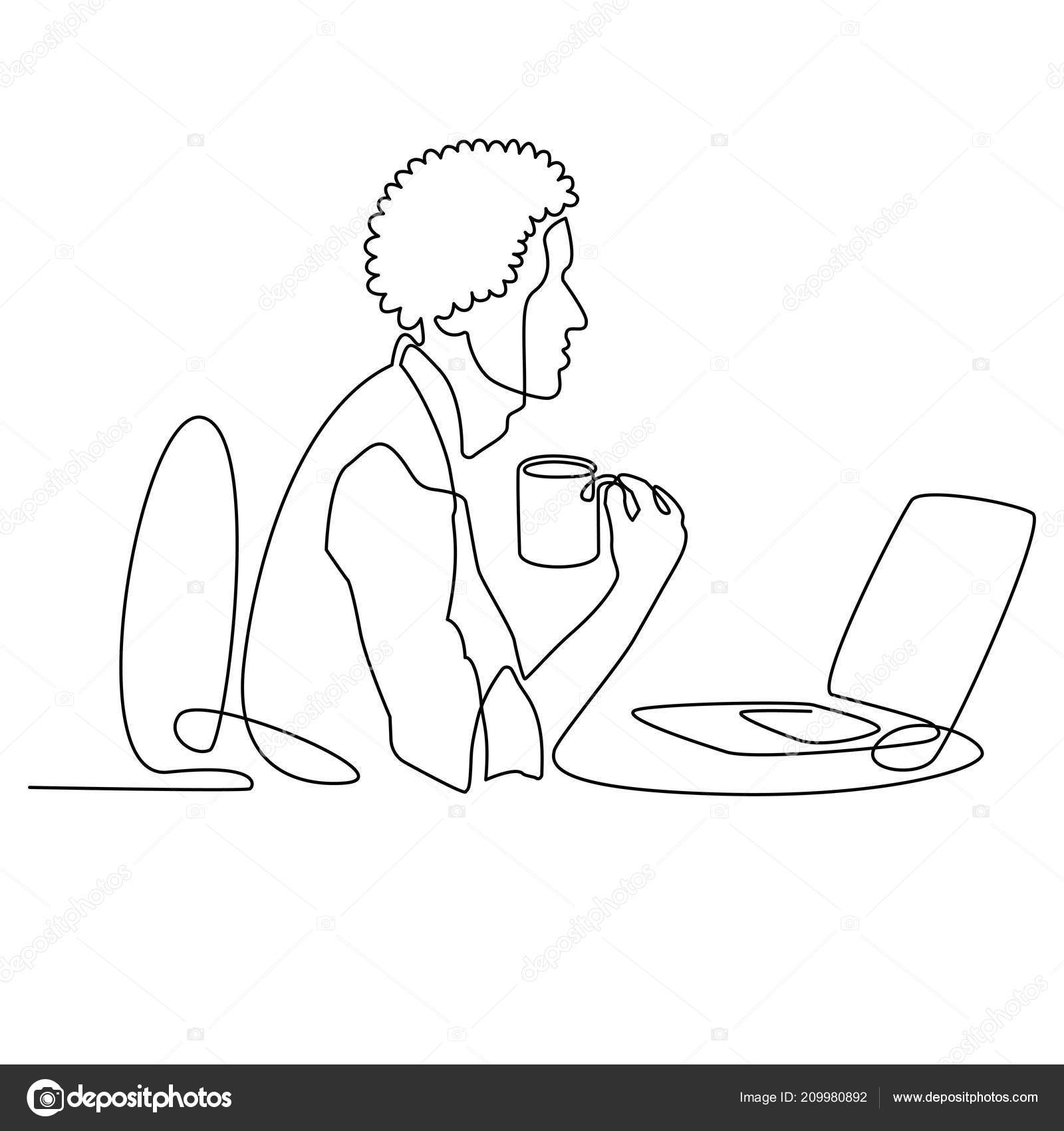 Dessin Au Trait Continu Du Travail De Concepteur Ou