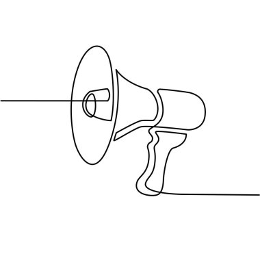 Continues line drawing of megaphone icon. social media marketing concept. clipart