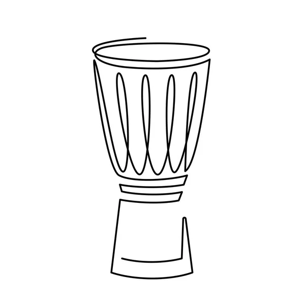 Dibujo de línea continua de Snare Drum icono de vector. Instrumento musical de una sola línea para decoración, diseño, invitación festival de jazz, tienda de música — Vector de stock
