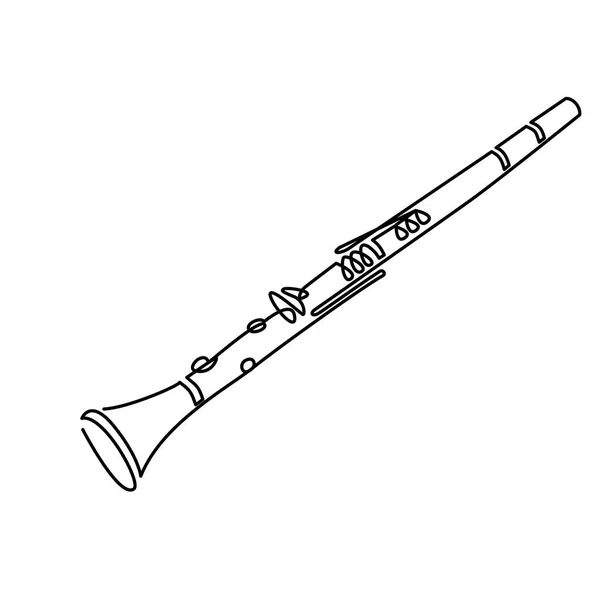Clarinete dibujo de línea de arte en blanco. ilustración vectorial — Vector de stock