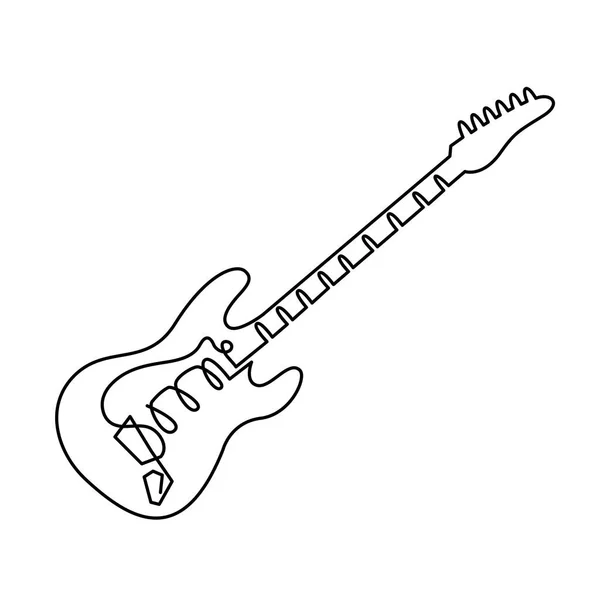 Dibujo de línea continua de icono de guitarra eléctrica. Esquema eléctrico icono del vector de guitarra para el diseño web aislado sobre fondo blanco . — Vector de stock