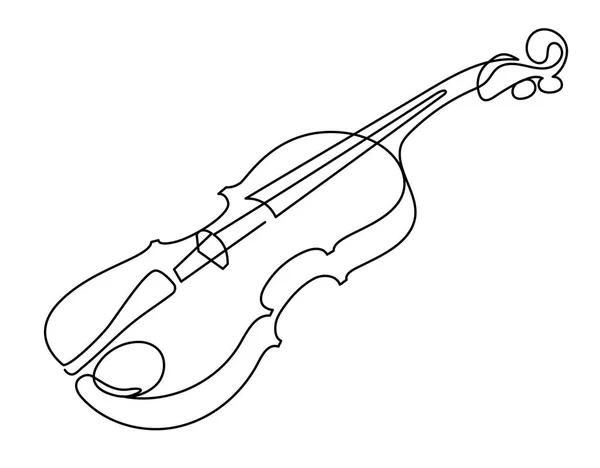 Desenho de linha contínua de três quartos de vetor de violino. Instrumento musical — Vetor de Stock