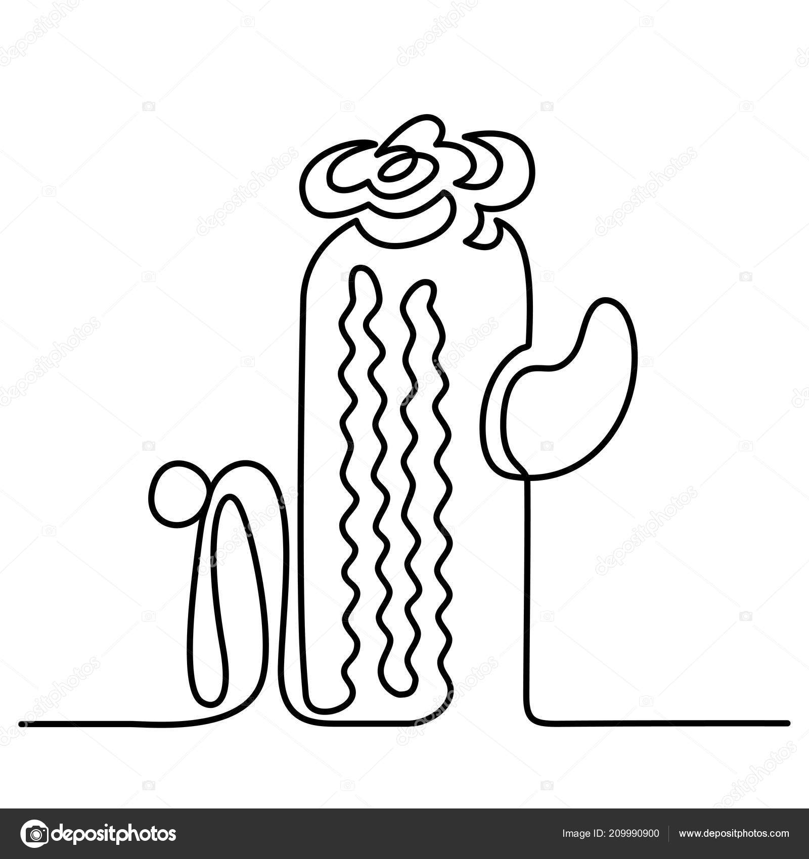 Featured image of post Cute Cactus Line Drawing Draw two arms on either side of the stem