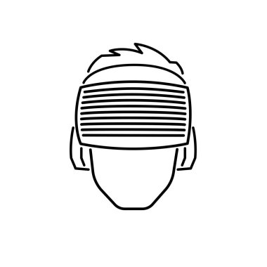 Sanal gerçeklik kulaklık simgesi. Vektör bir satır basit kayıt adam Vr gözlük cihazın