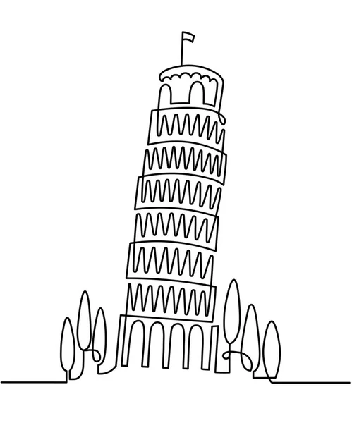 Línea continua Dibujo de Vector Torre de Piza, Italia. Ilustración vectorial, concepto de viaje lineal simple — Vector de stock