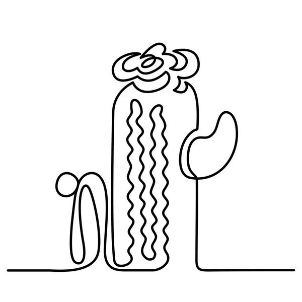 Disegno continuo della linea delle piante della casa del disegno del bianco e nero del cactus sveglio del vettore isolate su sfondo bianco. Cacti in vaso Una linea Illustrazione disegnata a mano — Vettoriale Stock