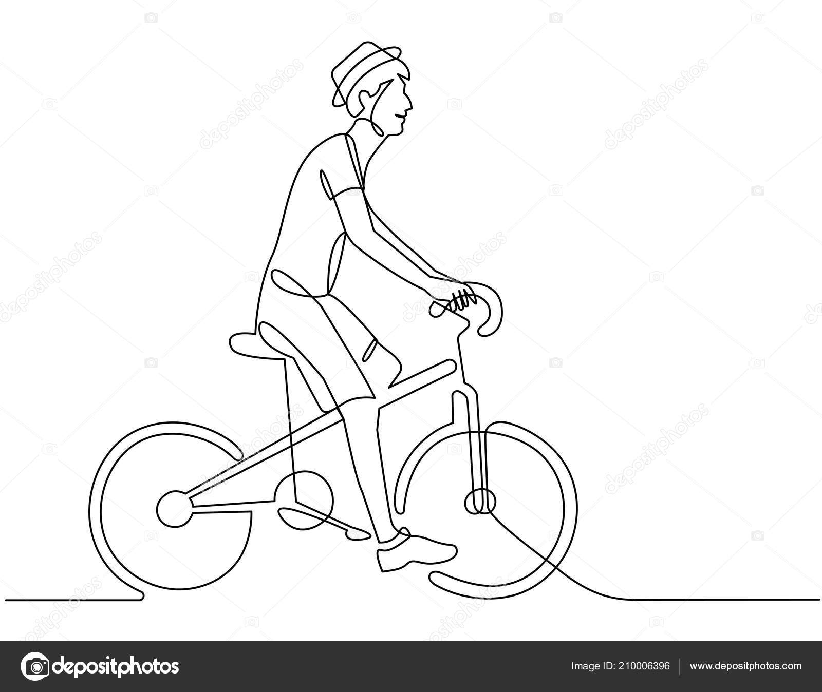 Desenho De Linha Contínua Do Ciclista Atleta Vetorial Andando De