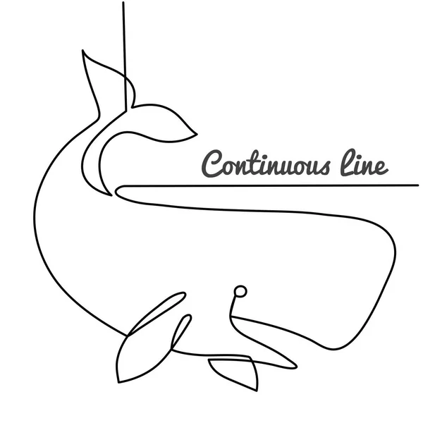 Desenho de linha contínua de baleia esperma branco. Ilustração vetorial simples desenhada à mão —  Vetores de Stock