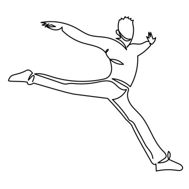 mutlu atlama adamın sürekli çizgi çizme