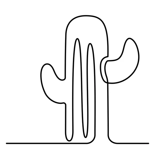 Continu lijntekening van Vector schattig Cactus zwart-wit schets kamerplanten geïsoleerd op een witte achtergrond. Ingemaakte Cacti één regel Hand getrokken illustratie — Stockvector