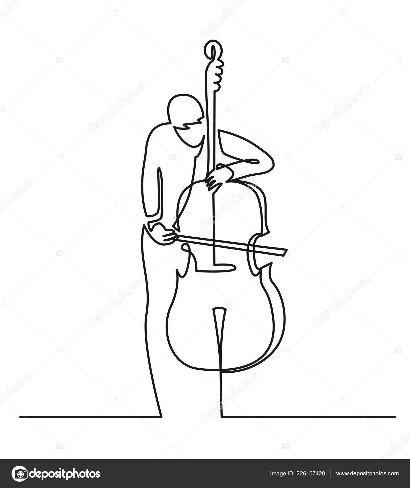 Double bass hand drawn sketch style vector Stock Vector | Adobe Stock